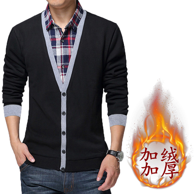 2015秋季新款时尚假两件韩版宽松加肥加大码长袖T恤男装t恤衫潮折扣优惠信息