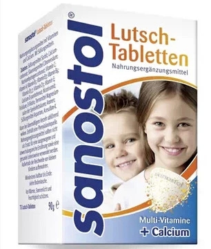 【现货】德国Sanostol 儿童补钙片+多种维生素咀嚼片75粒 4岁以上