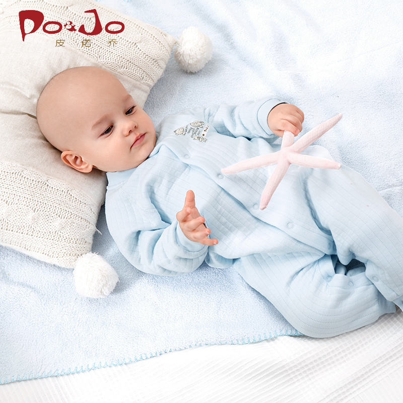 皮偌乔儿童服装婴儿衣服宝宝保暖内衣套装秋冬装纯棉加厚1-3岁