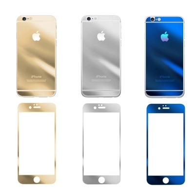 iPhone5s钢化玻璃膜 苹果6S钢化膜镜面电镀彩膜手机前后贴膜高清