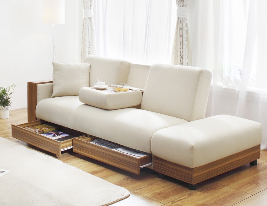大金万里布艺沙发床折叠可拆洗小户型抽屉储物沙发日式双人沙发床