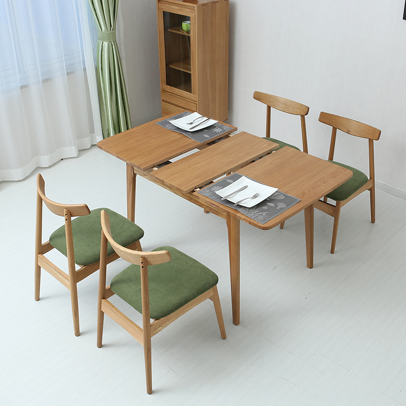 北欧纯实木拉伸折叠餐桌白橡木伸缩餐桌椅组合简约现代小户型桌子折扣优惠信息