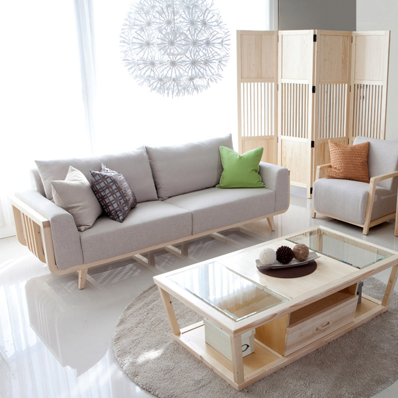 小才子 韩式三人可拆洗布艺沙发小户型北欧客厅日式实木家具组合折扣优惠信息