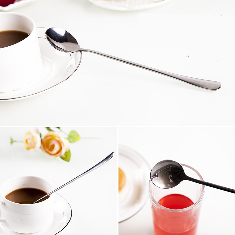 韩国创意不锈钢长柄勺子 加厚调羹汤勺 小汤匙 咖啡搅拌调料勺