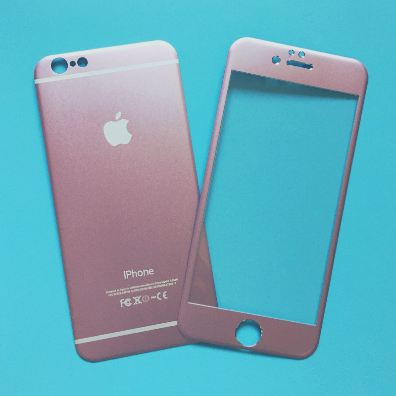 苹果iphone6plus粉色贴膜全屏覆盖彩膜5.5钢化膜六背膜手机前后膜