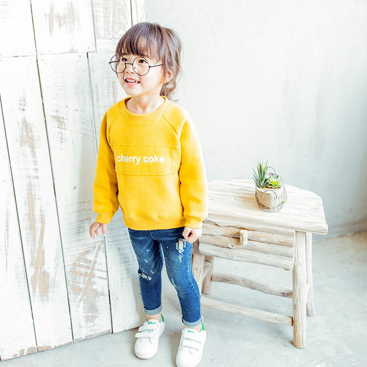 女童卫衣2016秋冬韩版上衣中小童字母儿童纯棉加厚套头宝宝打底衫