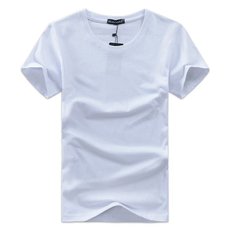夏季短袖男t恤 学生DIY半袖空白体恤衫纯棉圆领潮男T恤大码白半袖