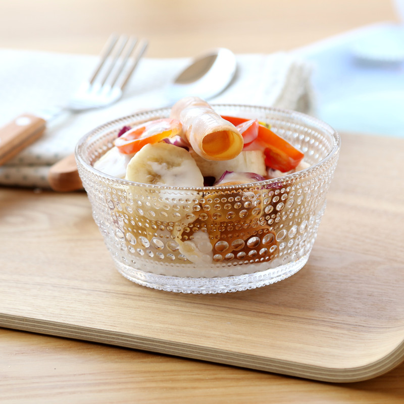 完美尚屋圆形玻璃碗家用小吃碗厨房汤碗透明水果沙拉小碗甜品碗