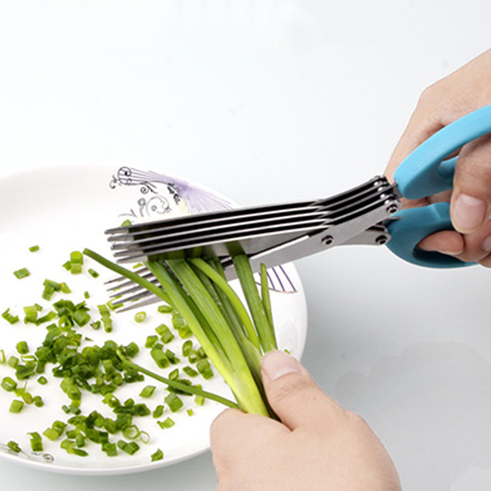 杜博尔 创意厨房5层葱花剪刀 不锈钢紫菜寿司五层剪碎纸多层剪刀