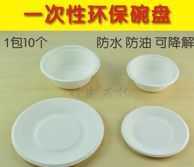 10只装 一次性餐具 纸碗 纸盘 盘子 环保 卫生 纸碟 餐碗 餐盘