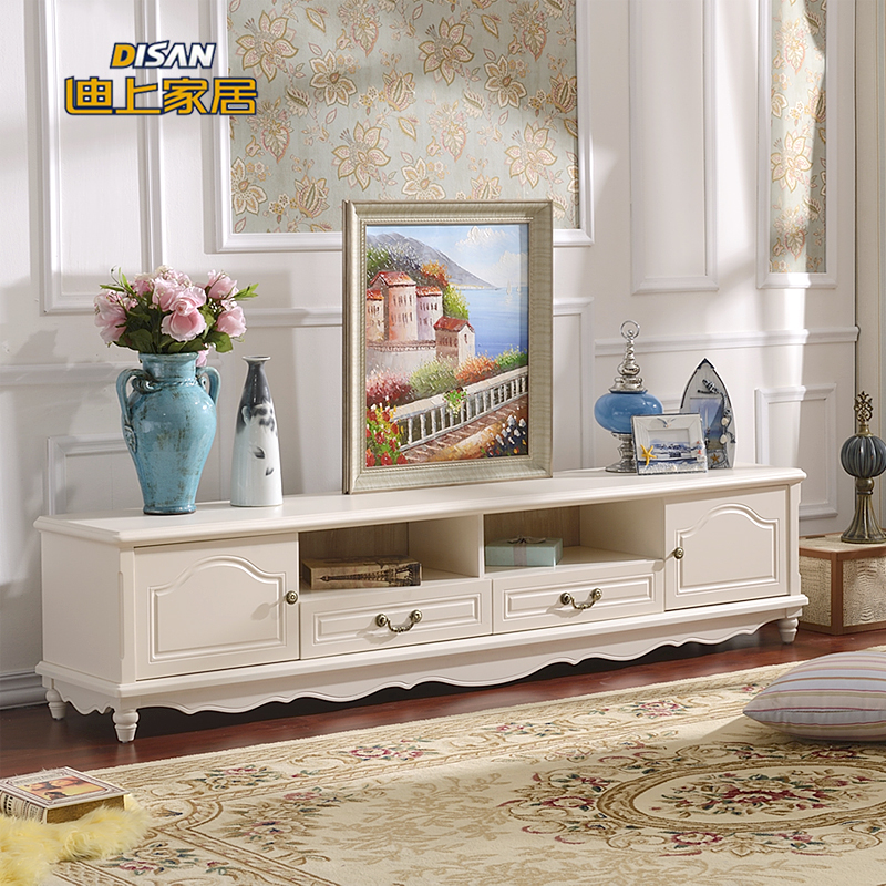 迪上 韩式田园电视柜现代欧式法式烤漆组合美式实木抽屉客厅家具
