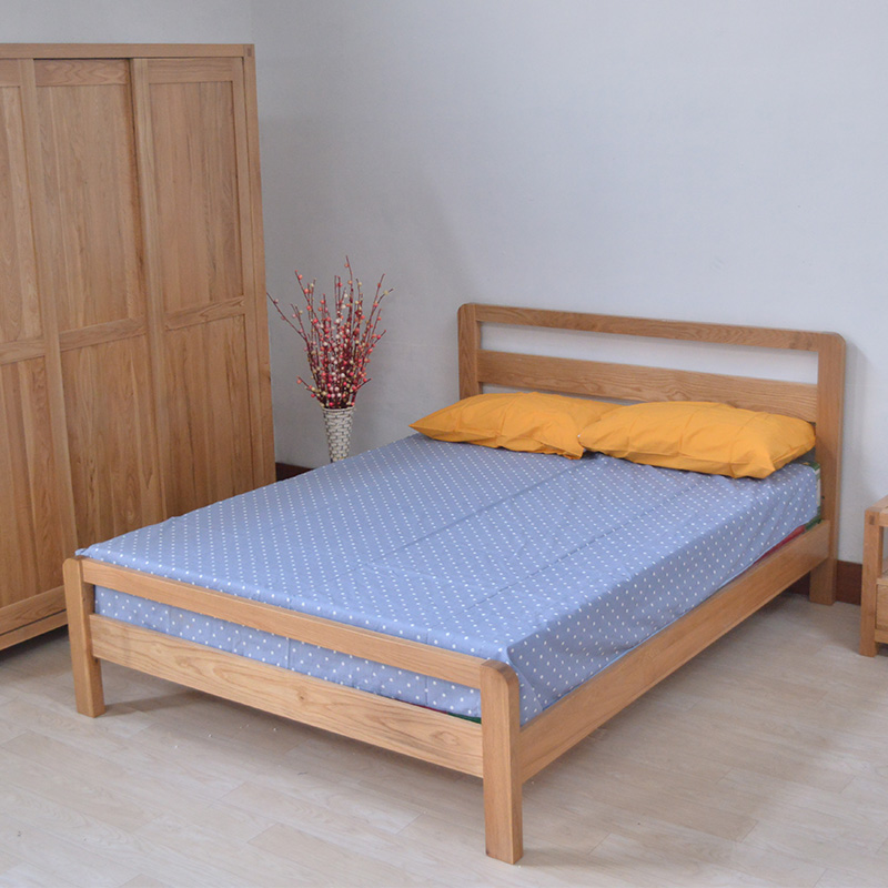简约宜家现代实木家具白橡木新婚双人床1.8米 单人床1.5平板床