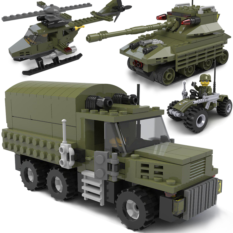 儿童玩具军事积木益智拼装塑料玩具男孩军事模型小颗粒拼插积木