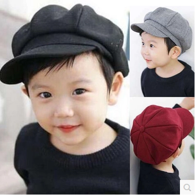 韩版3儿童帽子婴儿春秋冬男女宝宝八角贝雷帽4小孩毛呢帽5-6-2岁