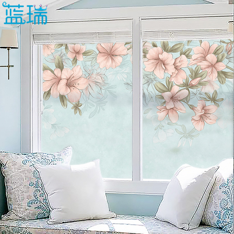 卫生间窗户贴纸 透光不透明磨砂静电玻璃贴膜防晒玻璃纸 生如夏花