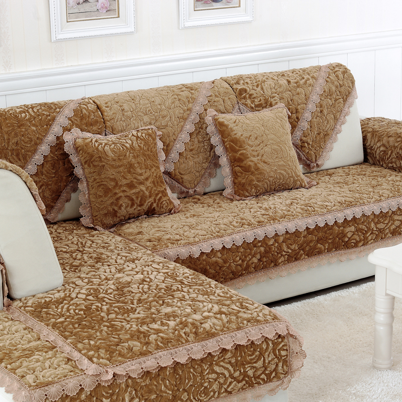 冬季沙发垫简约现代沙发套法兰绒欧式布艺防滑坐垫毛绒加厚沙发巾