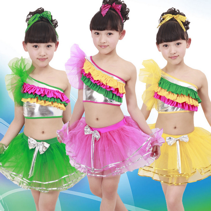 元旦儿童演出表演服装幼儿舞蹈纱裙蓬蓬裙彩虹裙女新款绿色舞蹈裙折扣优惠信息