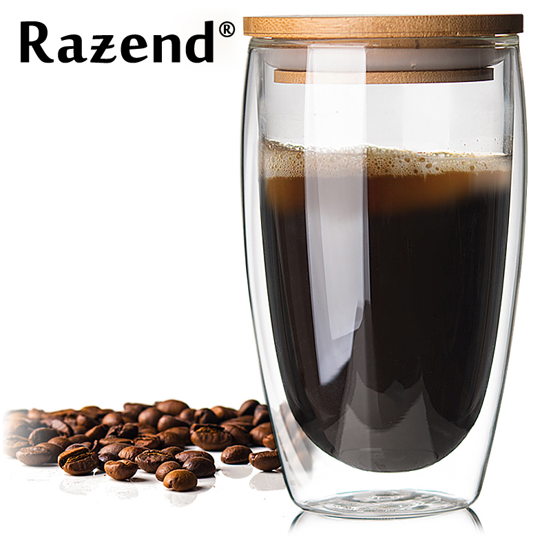 RAZEND/ 耐热透明双层带盖玻璃杯水杯咖啡杯茶杯杯子 450ml折扣优惠信息
