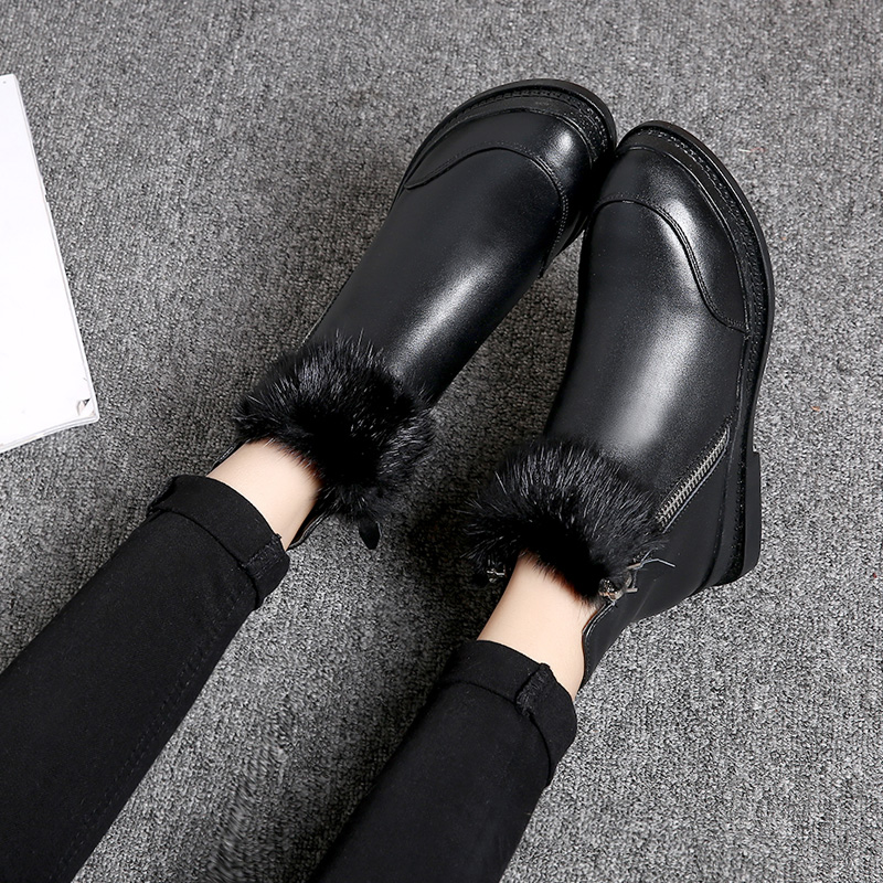 布诺依曼2015新款秋冬时尚真皮厚底橡胶底头层牛皮时尚短靴