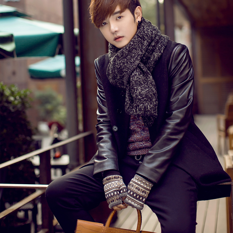 16新款冬季男士韩版毛线围巾针织保暖学生年轻人长款情侣围脖潮