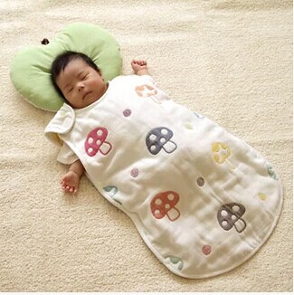 日本有机彩棉婴儿纱布蘑菇睡袋 春夏薄款宝宝分腿睡袋儿童防踢被折扣优惠信息