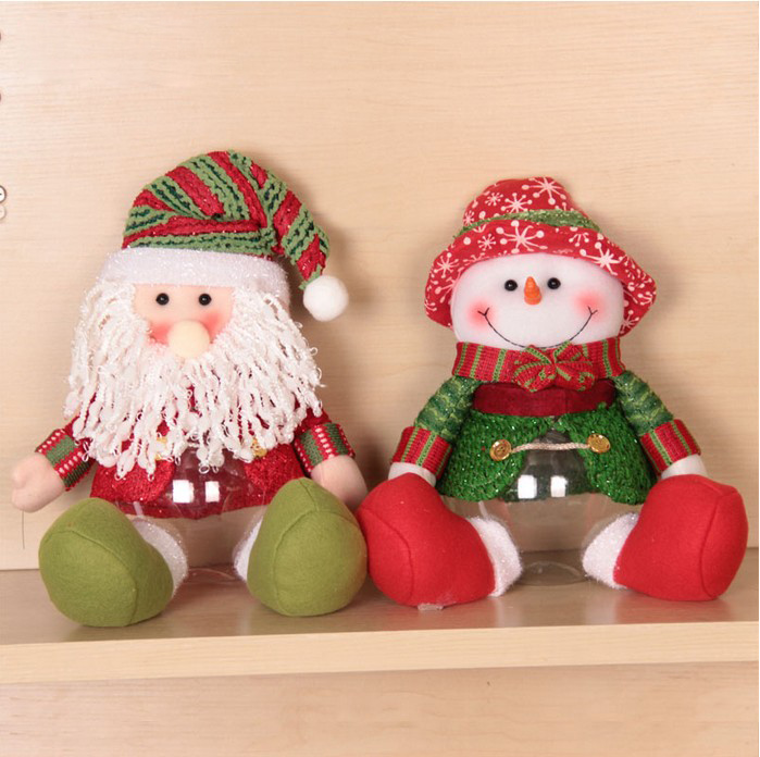 创意圣诞节装饰品送小朋友糖果罐子小礼物圆形糖果盒圣诞老人礼品