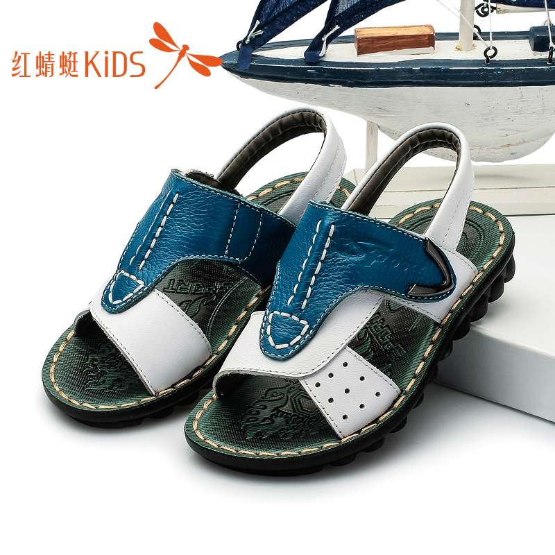 红蜻蜓童鞋 男童凉鞋 儿童沙滩鞋真皮 2015夏季新款防滑儿童凉鞋
