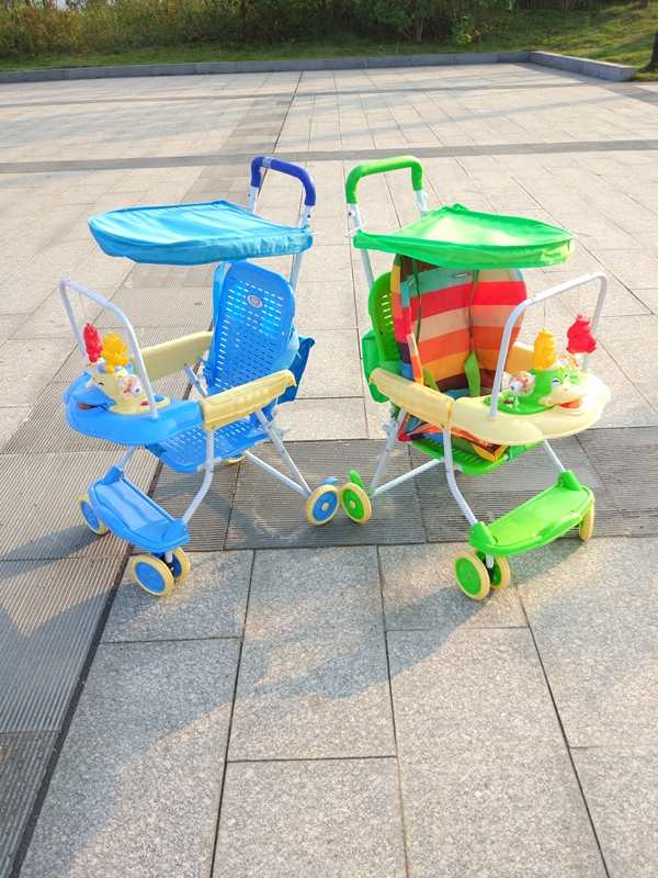 夏天儿童折叠塑料手推车婴幼儿夏凉宝宝1-3岁车四轮坐椅藤推车竹