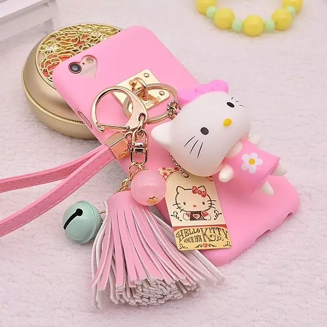 新款Kitty卡通iPhone6plus手机壳粉色可爱苹果6s保护套流苏挂件女