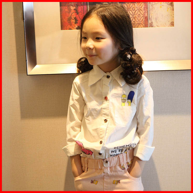 2-3-4-5-6岁女童白色衬衫长袖纯棉韩版女童装春装学生白衬衣包邮