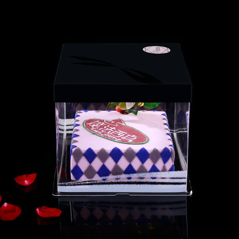 美味诱惑加高蛋糕盒 透明生日烘焙包装盒 4寸6寸8寸10寸翻糖蛋糕
