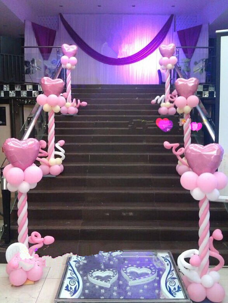 粉色心形铝膜气球立柱路引生日婚庆气球活动派对儿童宝宝生日装饰