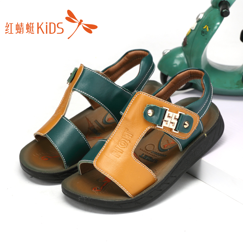 红蜻蜓童鞋2015新款男童凉鞋 夏季时尚儿童沙滩鞋真皮 小童凉鞋子折扣优惠信息