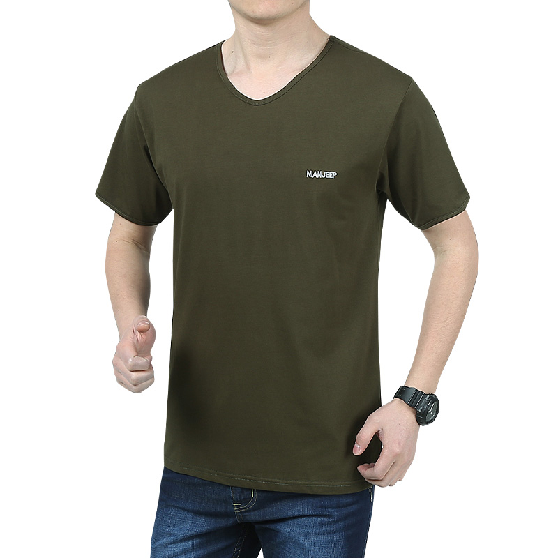2015夏装新款NIAN JEEP短袖T恤 男士商务休闲短t恤 V领折扣优惠信息