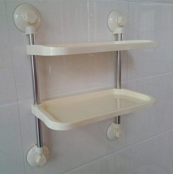 浴室置物架双层卫生间吸壁式收纳架挂件强力吸盘厨房塑料壁挂2层折扣优惠信息
