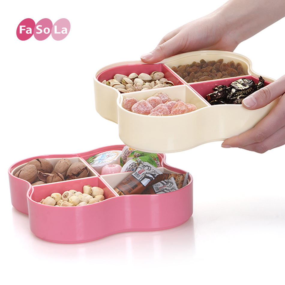 日本FaSoLa 新年果盘节日糖果盒多层分格带盖叠加干果零食盒礼盒折扣优惠信息