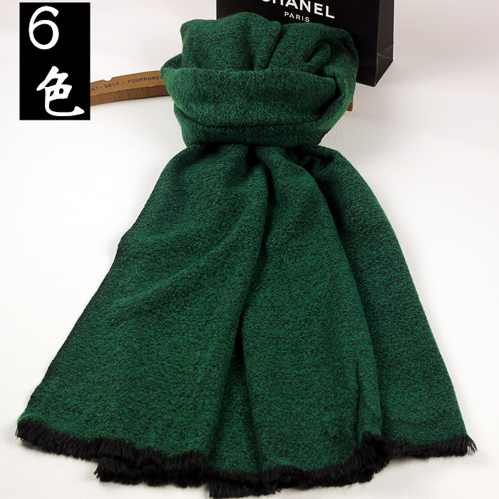 2015新款纯色毛线围巾秋天冬季墨绿色韩国女男士围巾披肩两用加厚