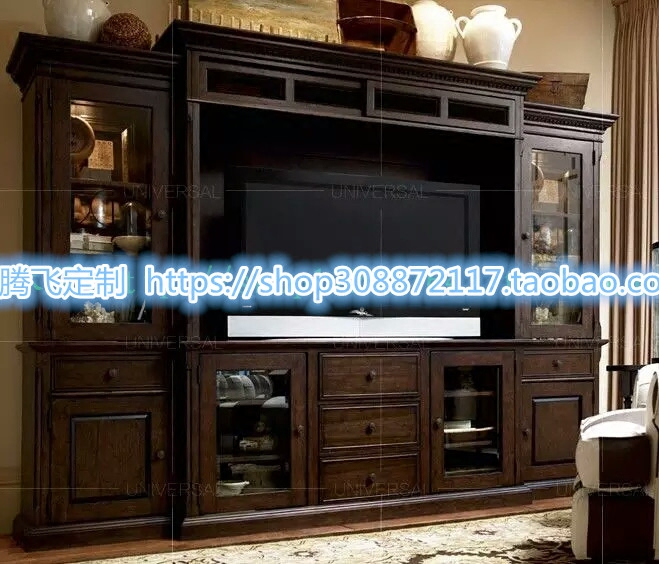 腾飞定制 美式家具 实木时尚简约电视柜液晶电视柜家居电视柜