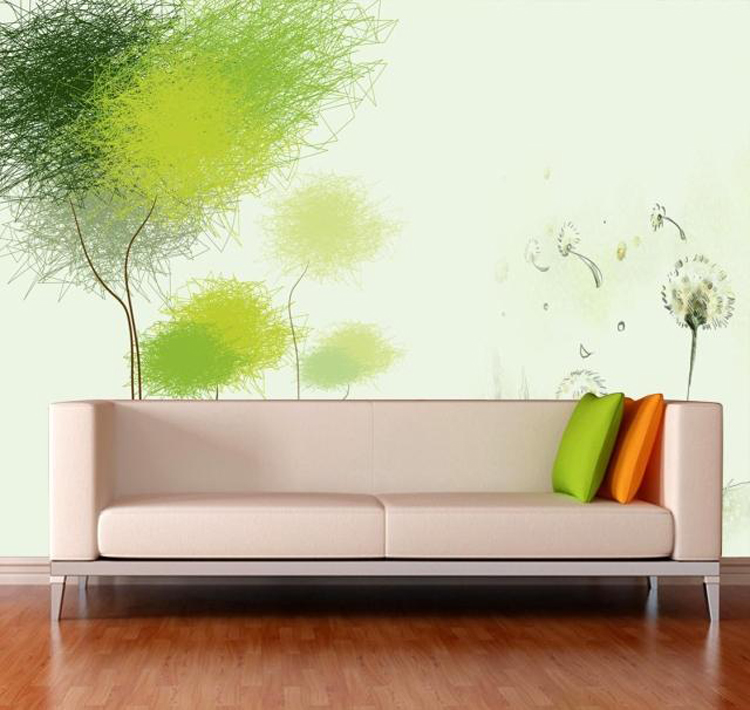 无缝大型壁画立体壁纸客厅沙发背景墙纸简约蒲公英影视墙3D无纺布