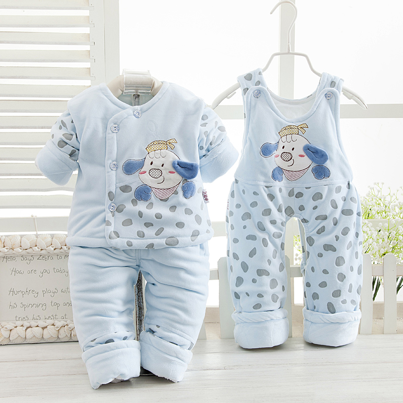 婴童装冬装新品宝宝加厚棉衣套装新生婴儿棉衣棉服棉袄裤三件套装