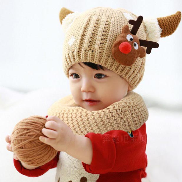 套头帽子围脖韩版婴幼儿童秋冬保暖可爱卡通帽男女小学生二件套装