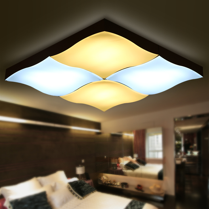LED吸顶灯现代简约方形客厅灯具大气个性创意波浪温馨调光卧室灯
