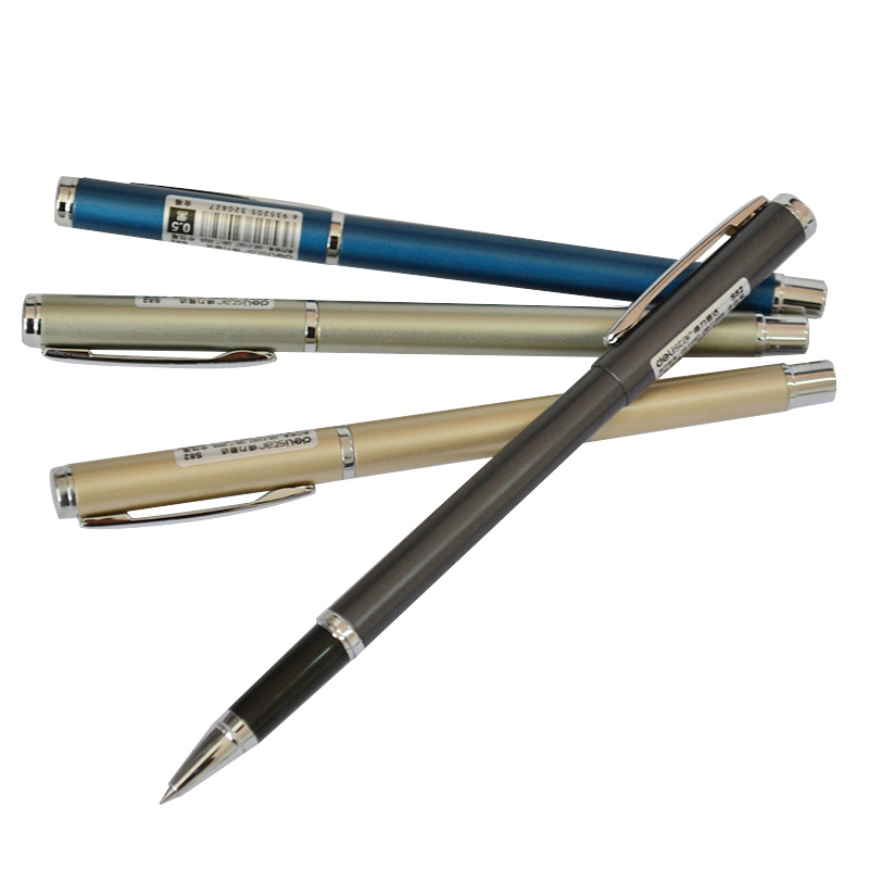 得力(Deli)  S82金属笔杆中性笔 0.5mm水笔 签字笔 碳素笔 细杆女折扣优惠信息
