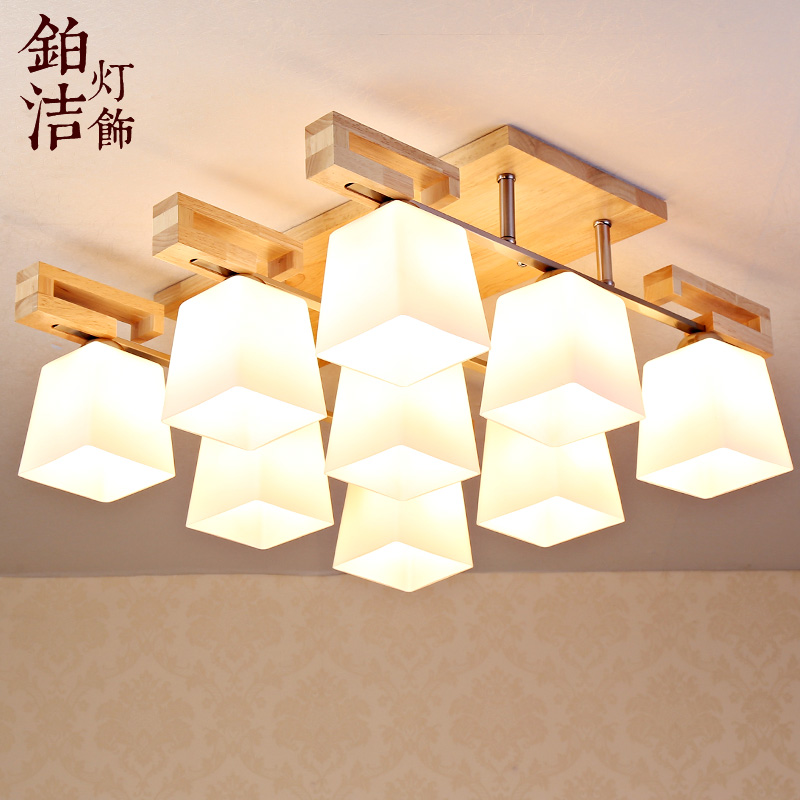 新中式创意LED实木客厅灯 温馨田园北欧日式榻榻米原木卧室吸顶灯折扣优惠信息