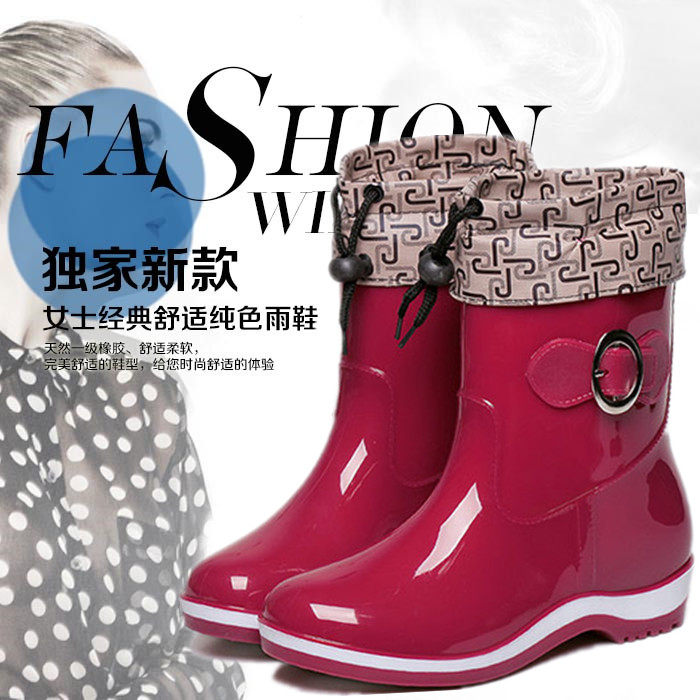 女士雨鞋中筒秋季水靴成人女式韩国韩版保暖雨靴平跟平底防滑水鞋折扣优惠信息