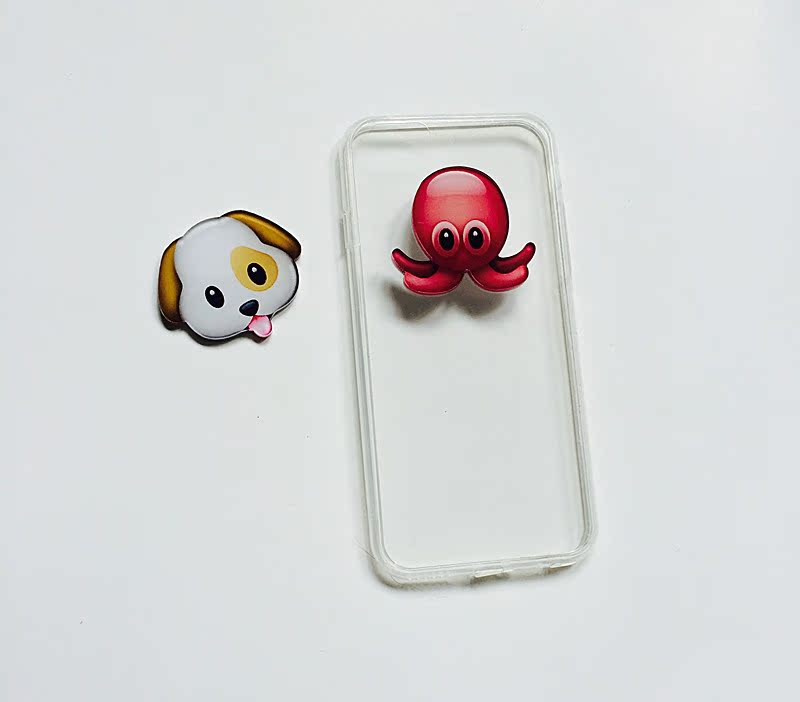iphone6plus tpu透明动物贴片包边章鱼狗手机壳苹果5emoji表情DIY