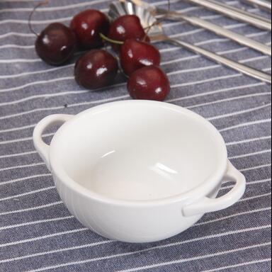 新骨瓷陶瓷碗双耳碗创意碗白色饭碗汤碗沙拉碗可印logo