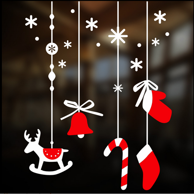 圣诞小麋鹿玻璃门贴纸 圣诞节橱窗贴画 装饰墙贴圣诞窗贴窗花贴折扣优惠信息