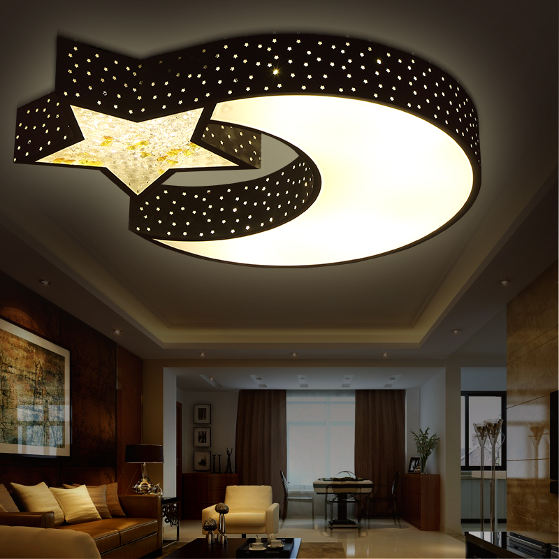 创意温馨星星月亮卧室LED吸顶灯浪漫简约遥控变色男女孩儿童房灯折扣优惠信息