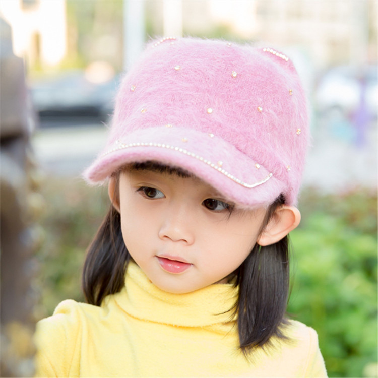 2016韩国儿童帽子秋冬款女童公主帽宝宝鸭舌帽兔毛棒球帽潮帽折扣优惠信息